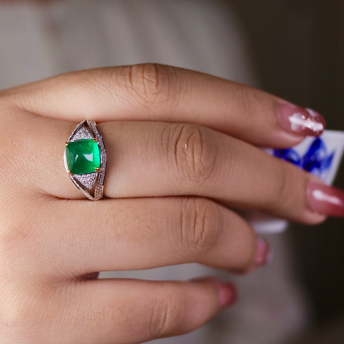 14k Gold 2.94 Ctw Natural Emerald & Diamond Ring - 2