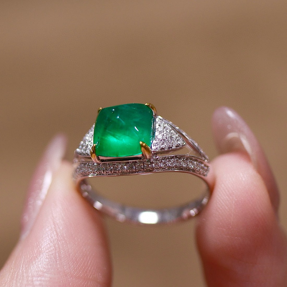 14k Gold 2.94 Ctw Natural Emerald & Diamond Ring - 4