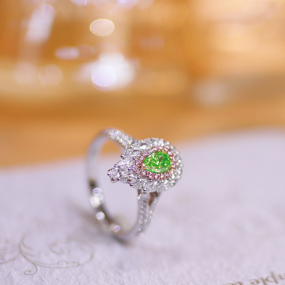 14k Gold 1.06 Ctw Natural Green Diamond & Diamond Ring - 3