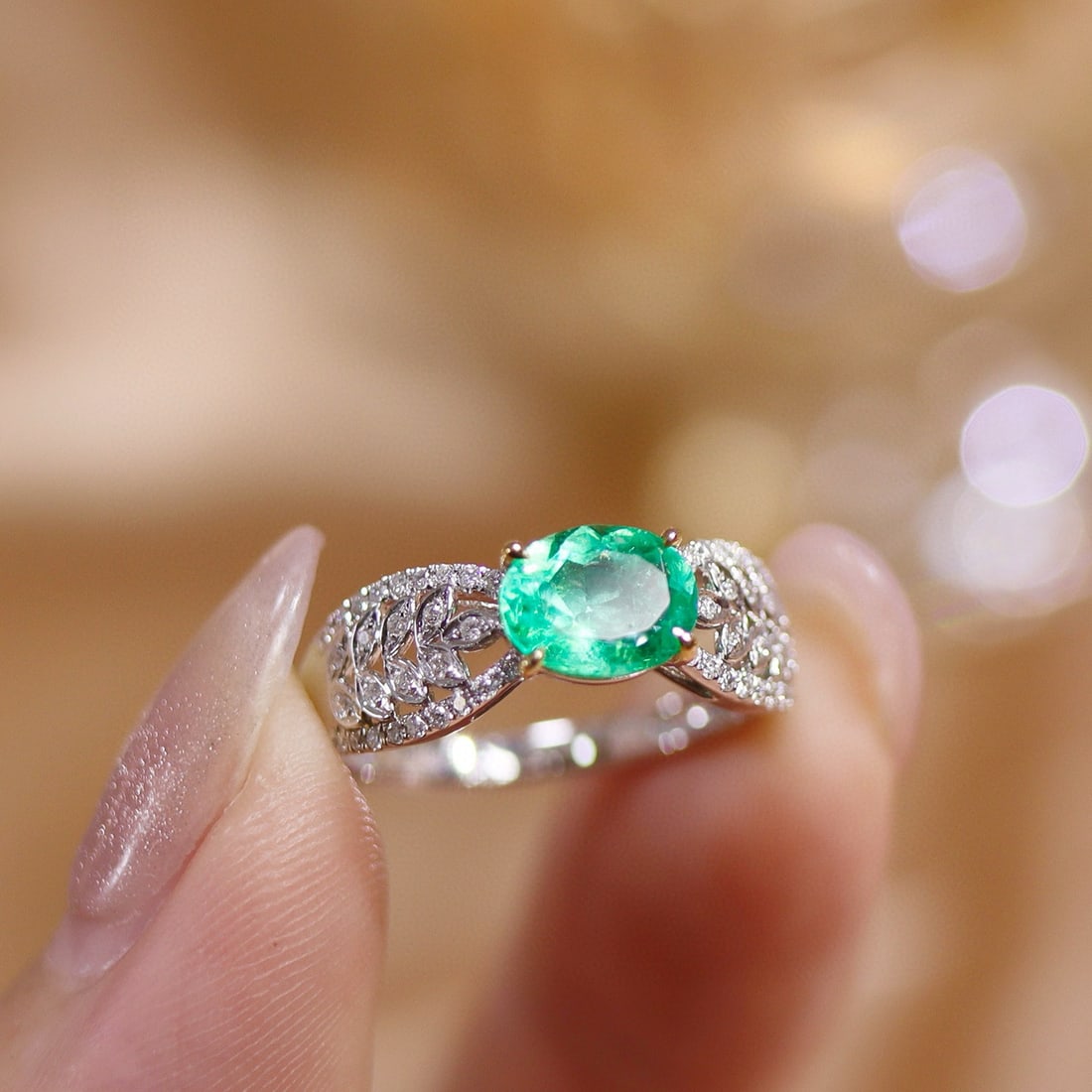 14k Gold 1.10 Ctw Natural Emerald & Diamond Ring - 3
