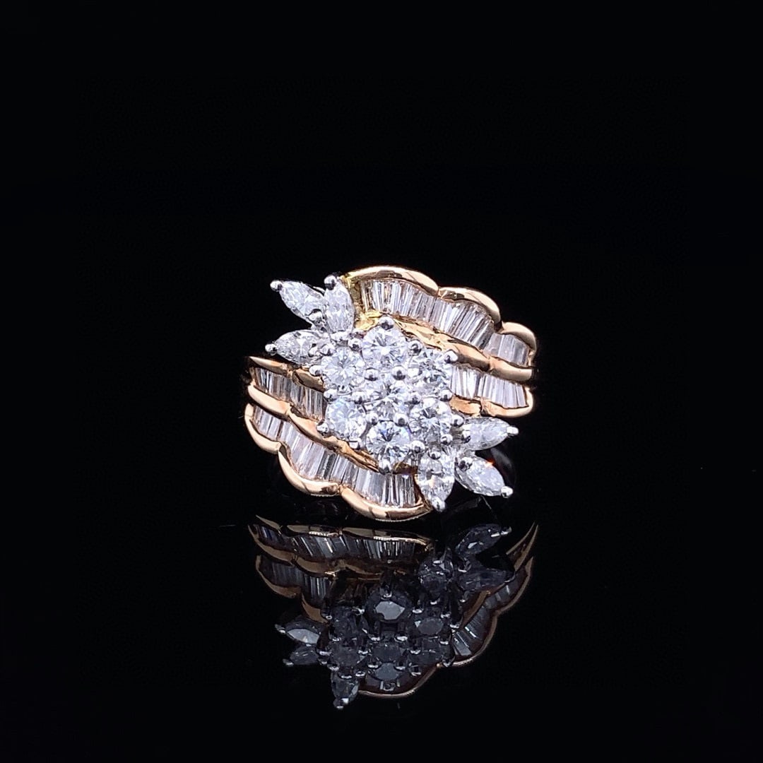 14k Gold 1.50 Ct Natural H Diamond Ring: Ref:230990003 // gold content:14k gold // ring size:7. 25us // // main gemstone:diamond // shape:multiply // carat weight:1. 50ct // clarity grade:vs-si // color:h // treatment:natural // Condition: