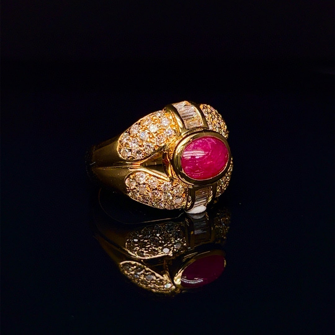 14k Gold 3.39 Ctw Natural Ruby & Diamond Ring - 2