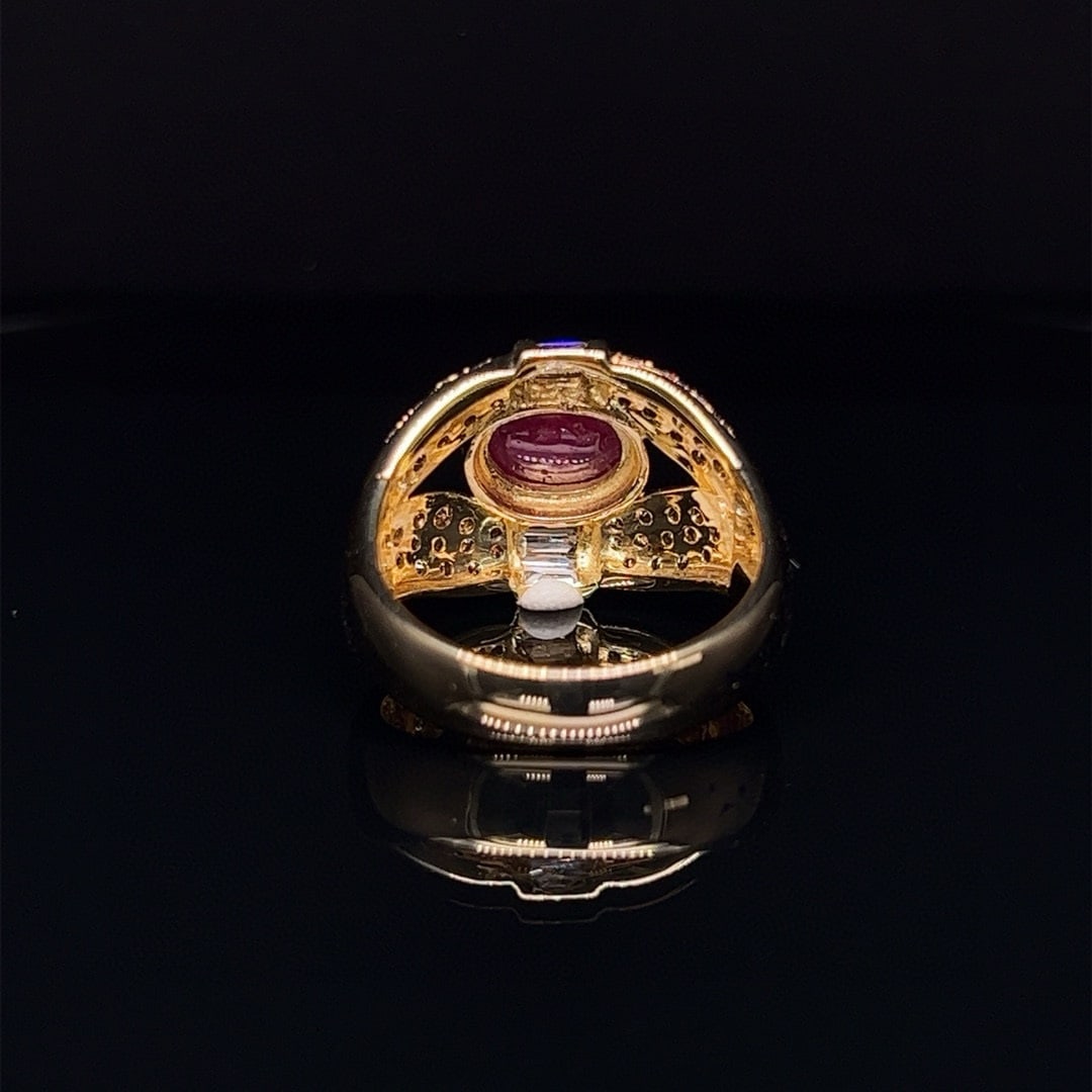 14k Gold 3.39 Ctw Natural Ruby & Diamond Ring - 4