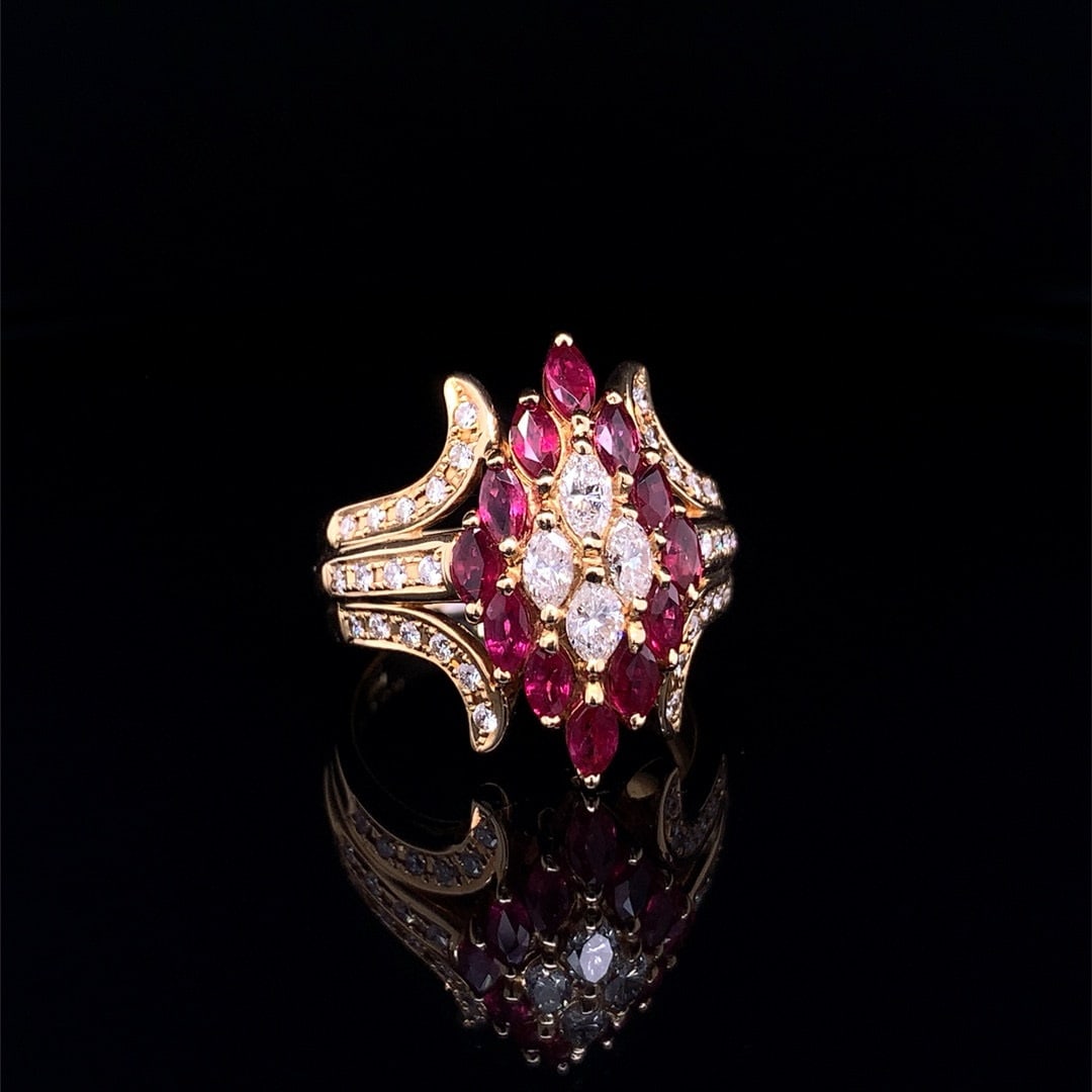 14k Gold 2.39 Ctw Natural Ruby & Diamond Ring - 2