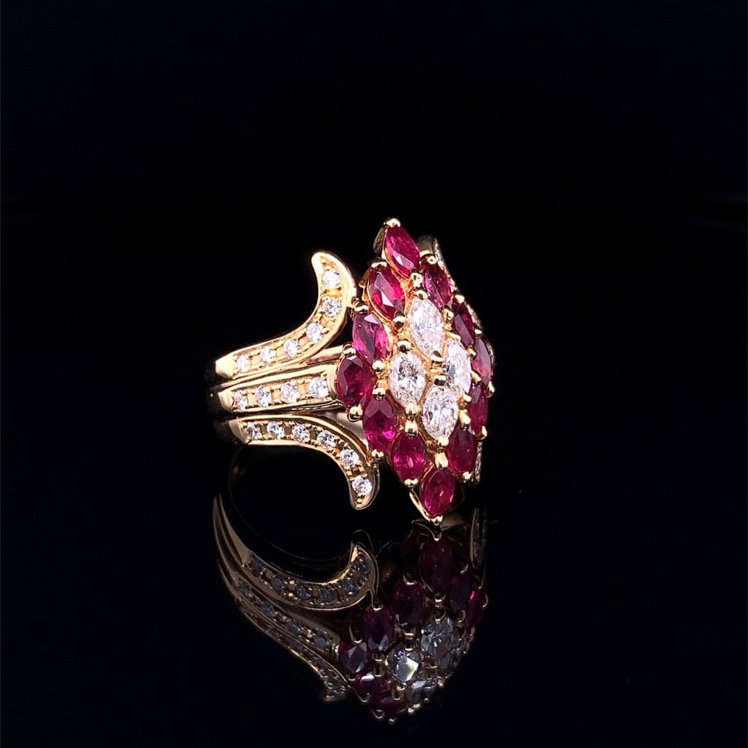 14k Gold 2.39 Ctw Natural Ruby & Diamond Ring - 3