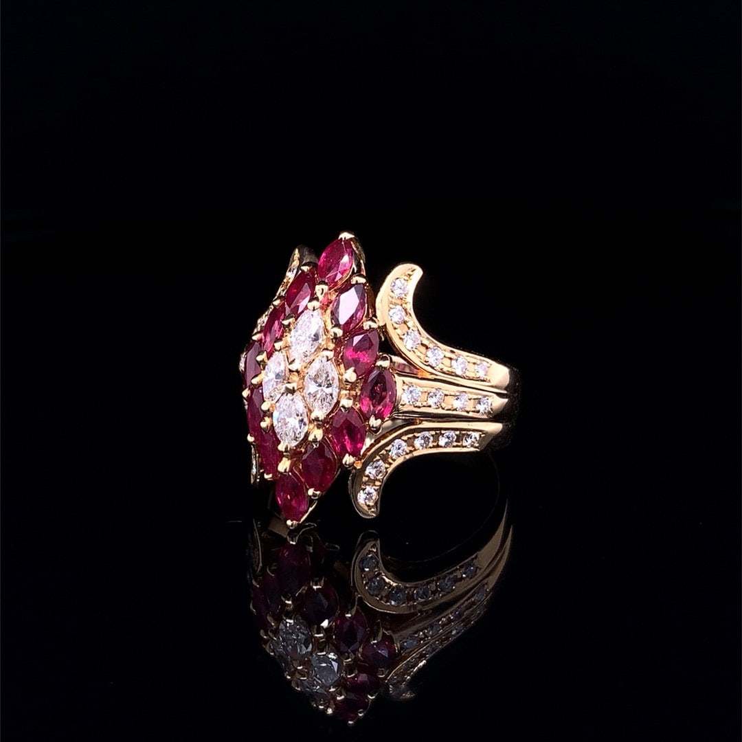 14k Gold 2.39 Ctw Natural Ruby & Diamond Ring - 4