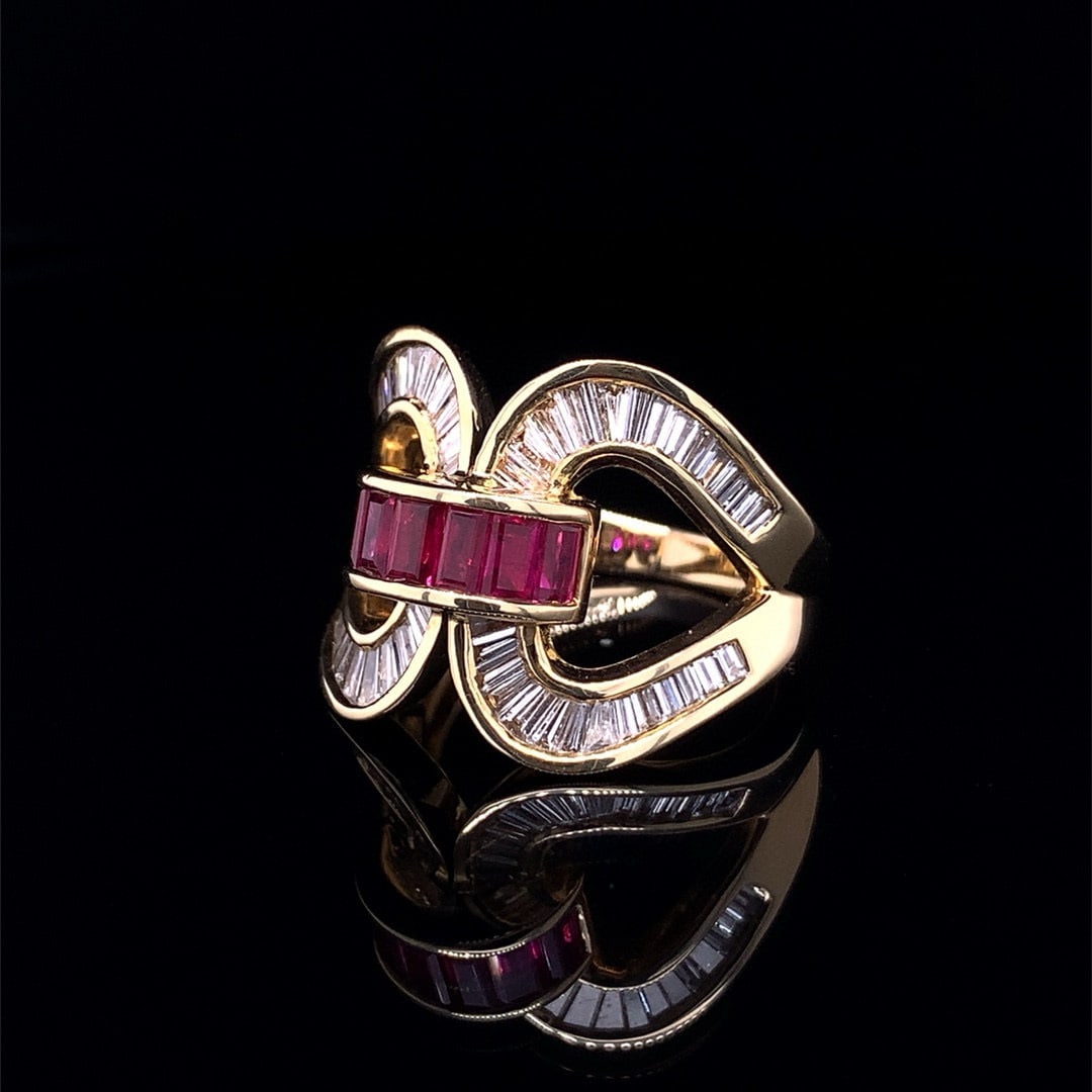 14k Gold 2.40 Ctw Natural Ruby & Diamond Ring - 4