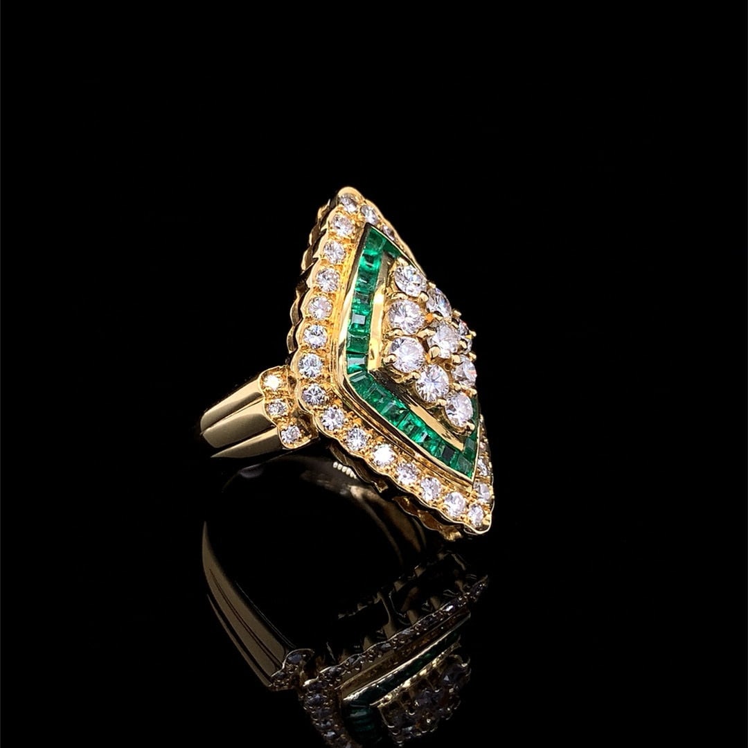 14k Gold 2.17 Ctw Natural Emerald & Diamond Ring - 3