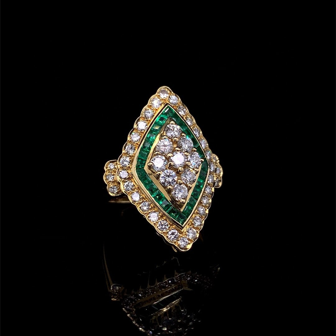 14k Gold 2.17 Ctw Natural Emerald & Diamond Ring - 4