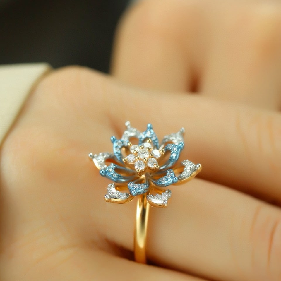 14k Gold 0.5 Ct Natural H Diamond Ring - 6