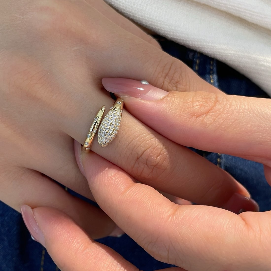 14k Gold 0.4 Ct Natural H Diamond Ring - 4