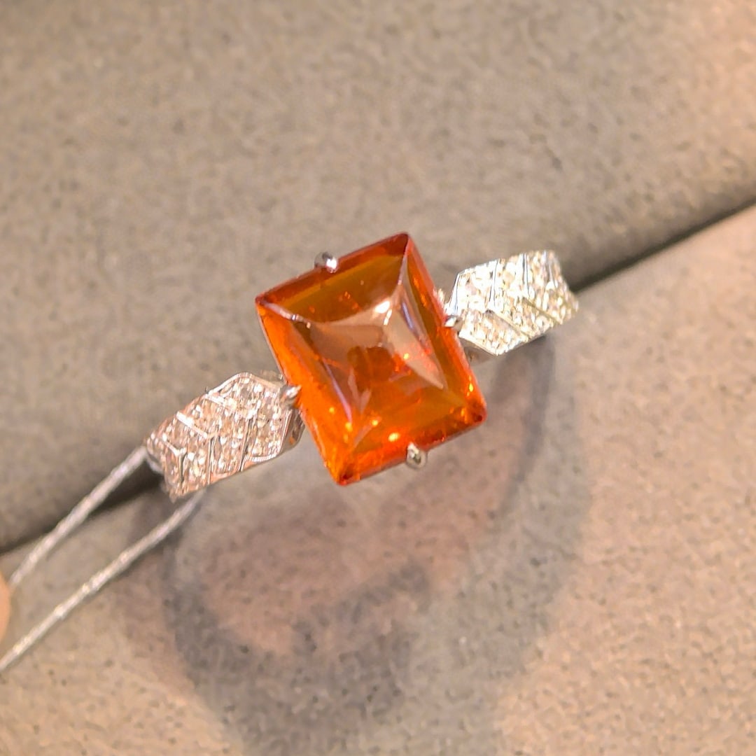 14k Gold 3.68 Ctw Natural Spessartine & Diamond Ring - 2