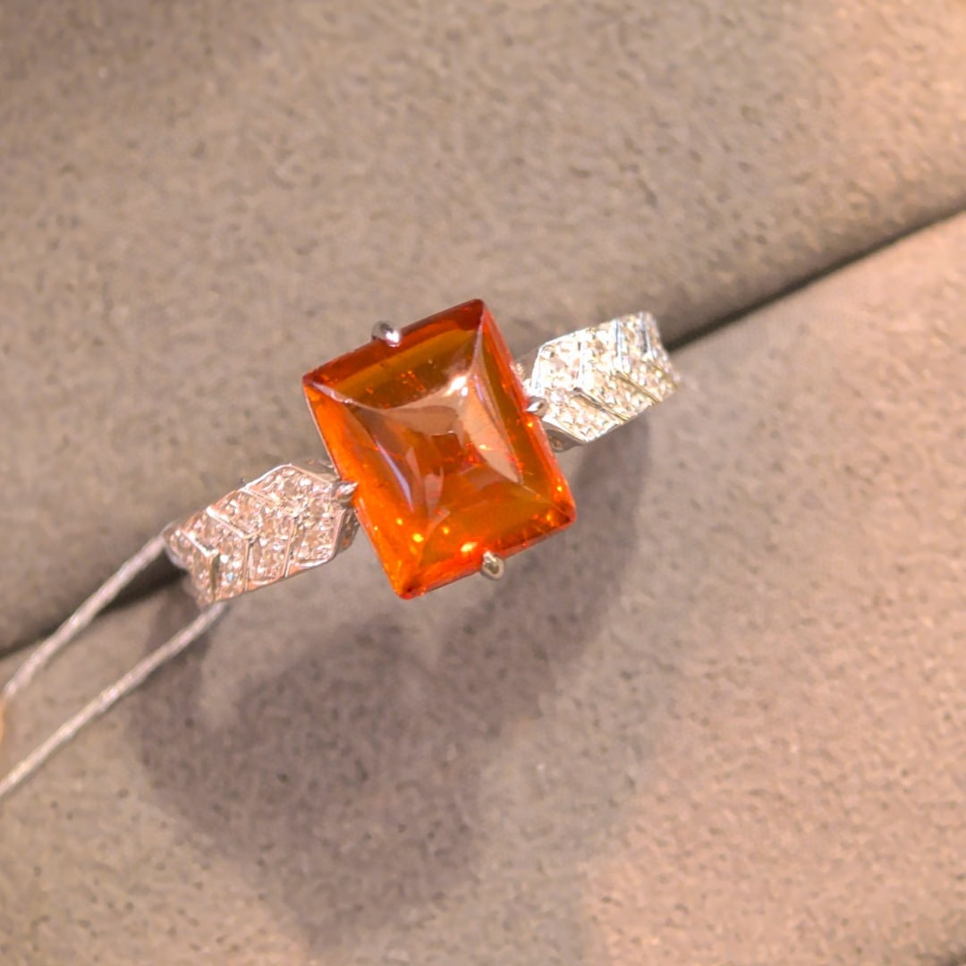 14k Gold 3.68 Ctw Natural Spessartine & Diamond Ring - 3