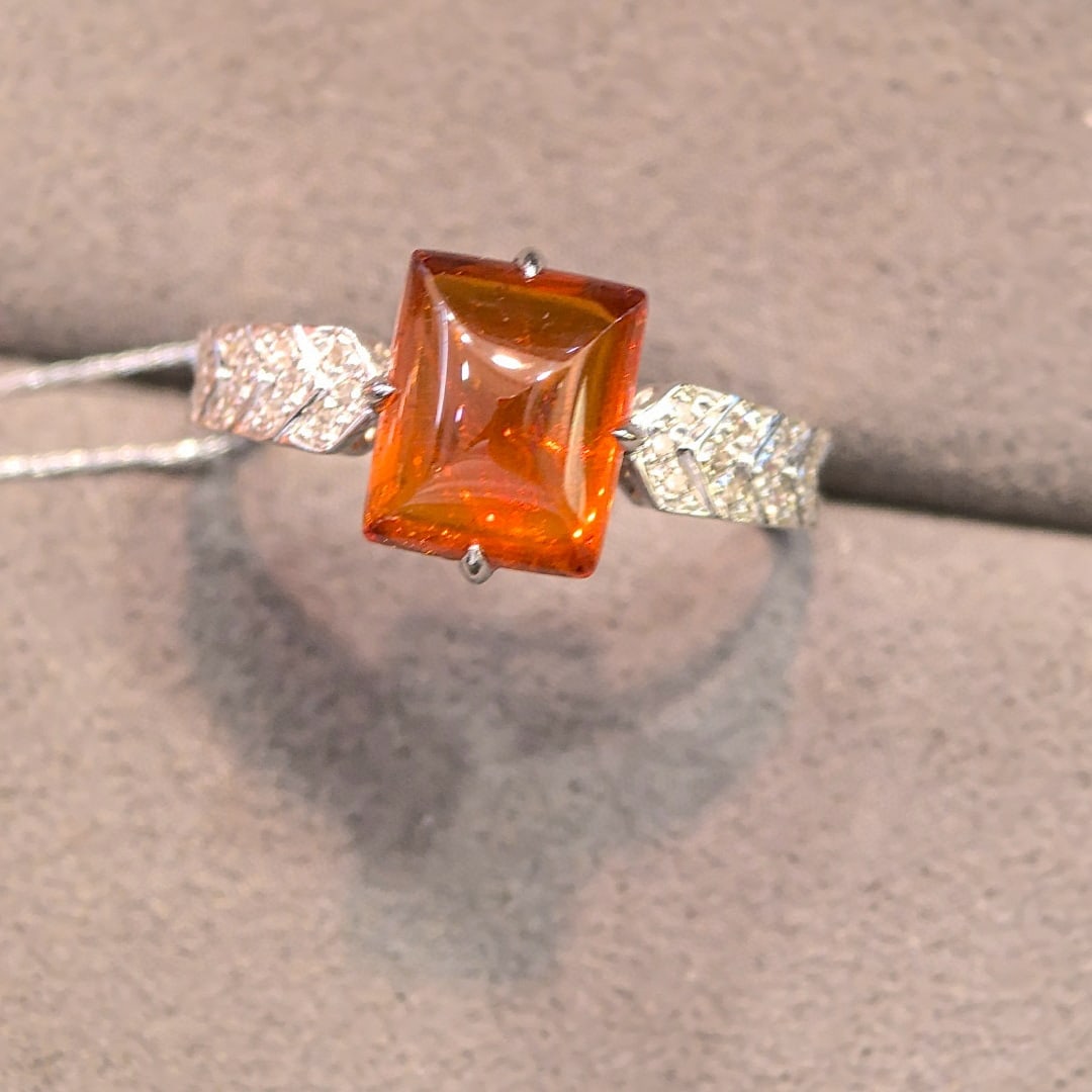 14k Gold 3.68 Ctw Natural Spessartine & Diamond Ring - 4