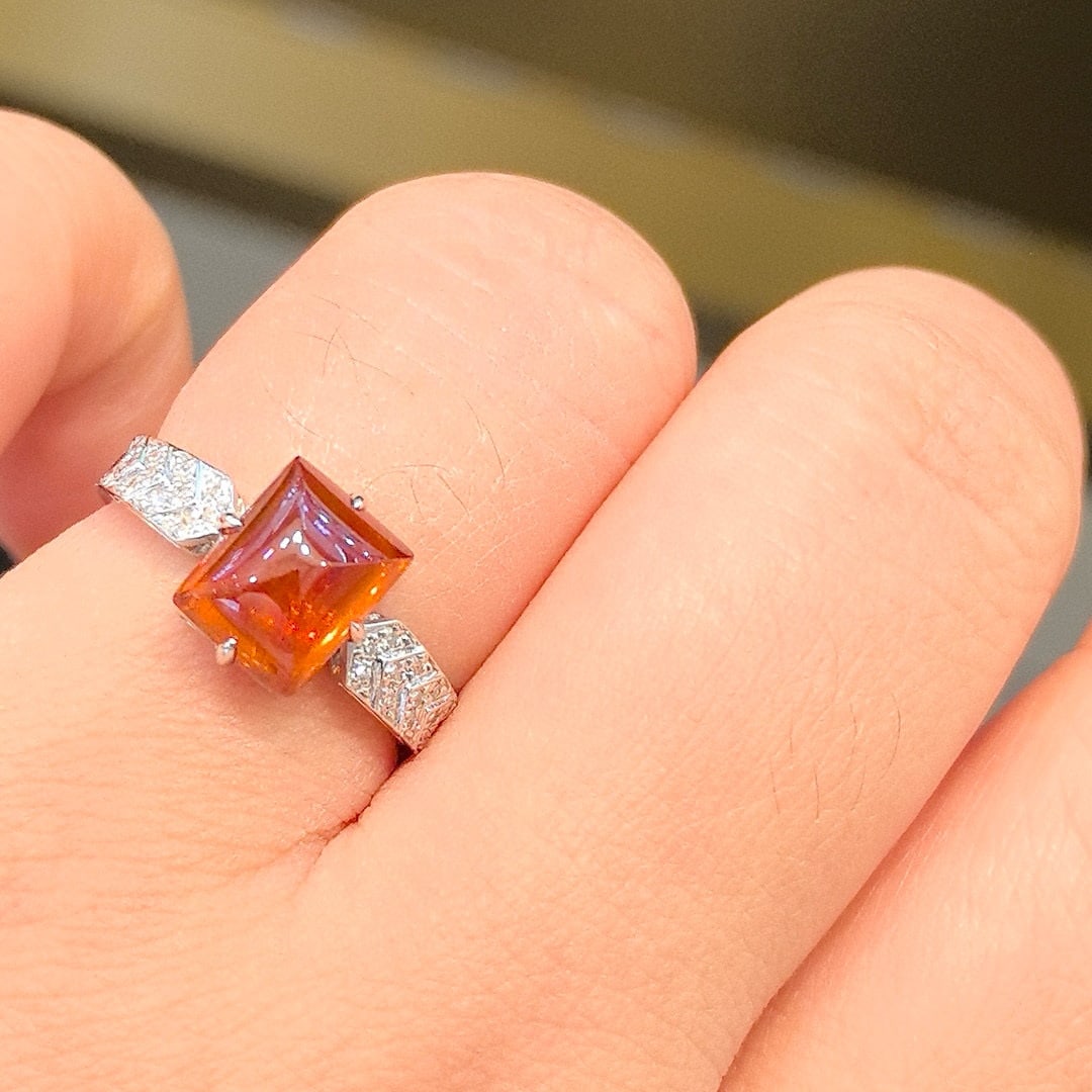 14k Gold 3.68 Ctw Natural Spessartine & Diamond Ring - 5