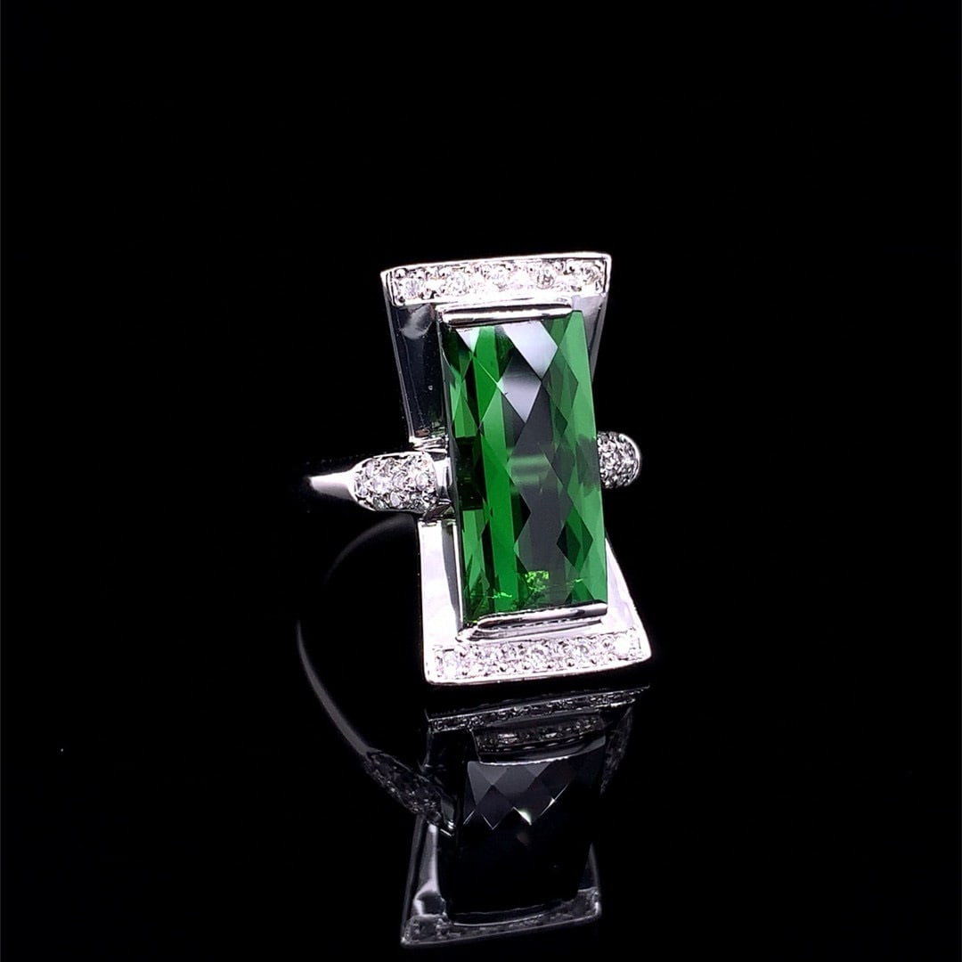 14k Gold 5.92 Ctw Natural Tourmaline & Diamond Ring - 3
