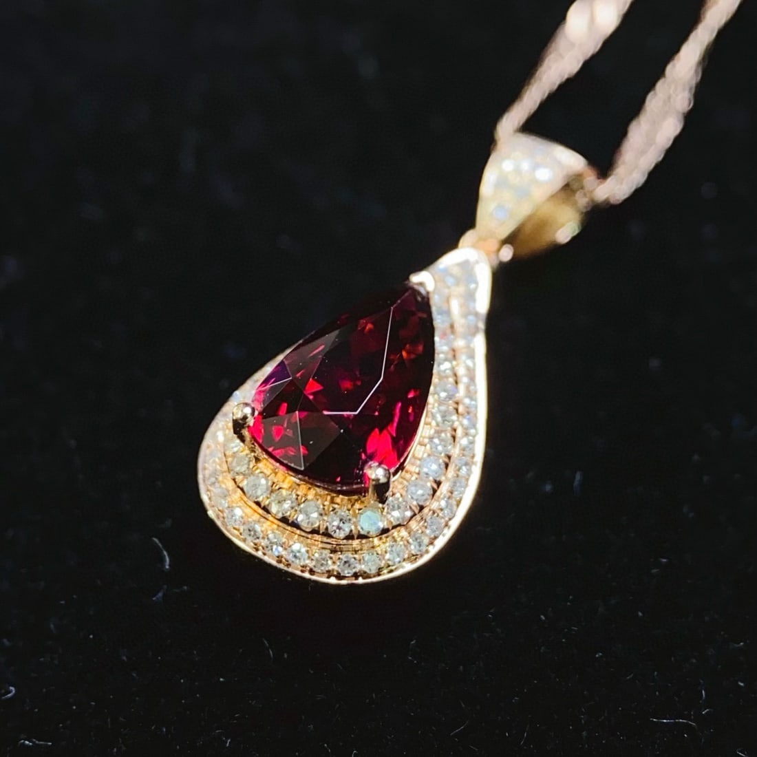 14k Gold 1.89 Ctw Natural Tourmaline & Diamond Pendant( Without Chain ) - 3