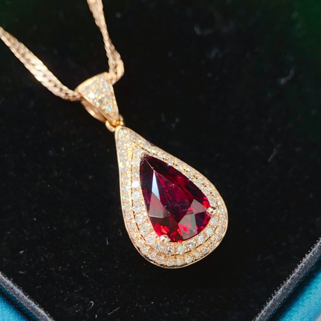 14k Gold 1.89 Ctw Natural Tourmaline & Diamond Pendant( Without Chain ) - 5