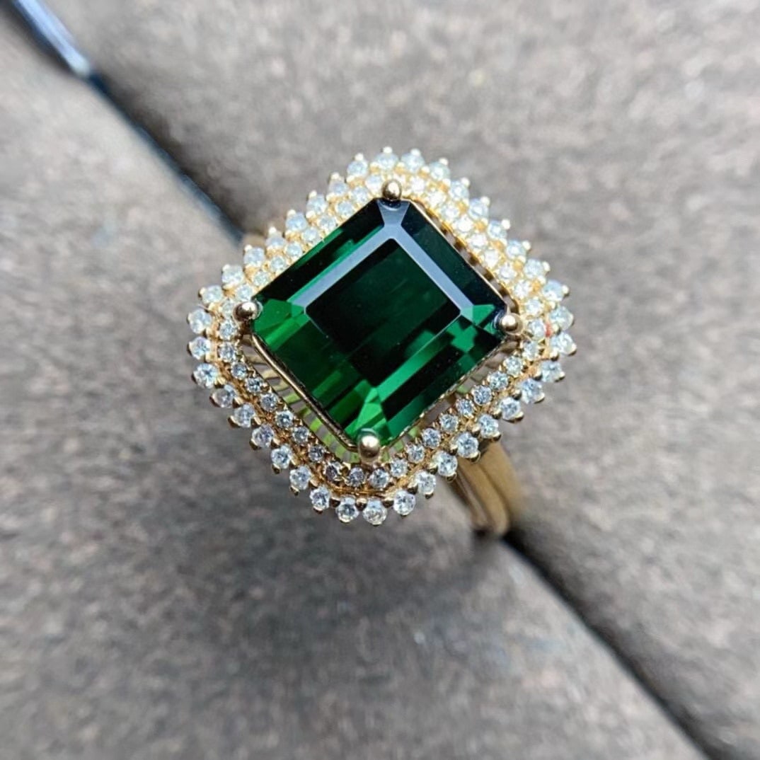 14k Gold 4.51 Ctw Natural Tourmaline & Diamond Ring - 2
