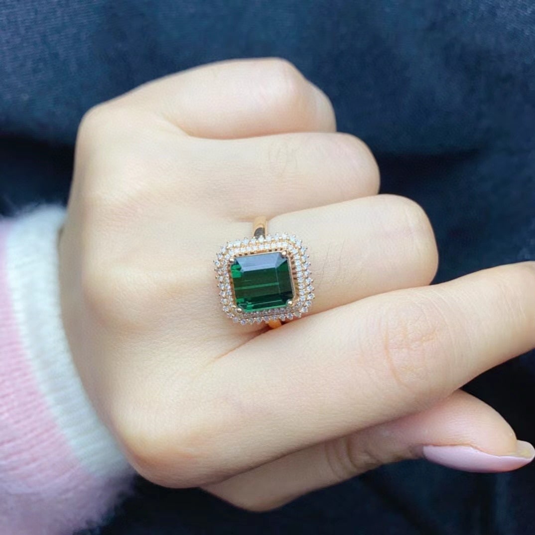 14k Gold 4.51 Ctw Natural Tourmaline & Diamond Ring - 3