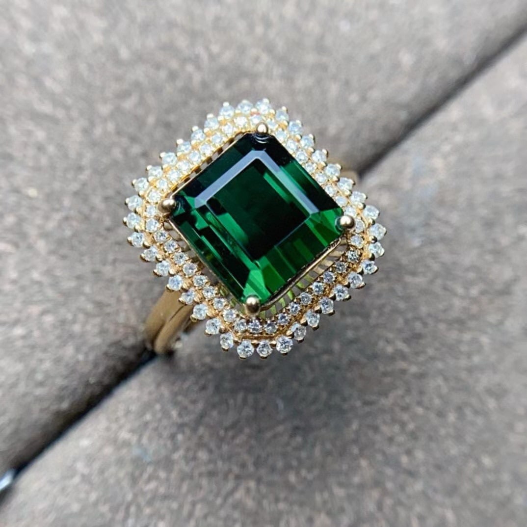 14k Gold 4.51 Ctw Natural Tourmaline & Diamond Ring - 4
