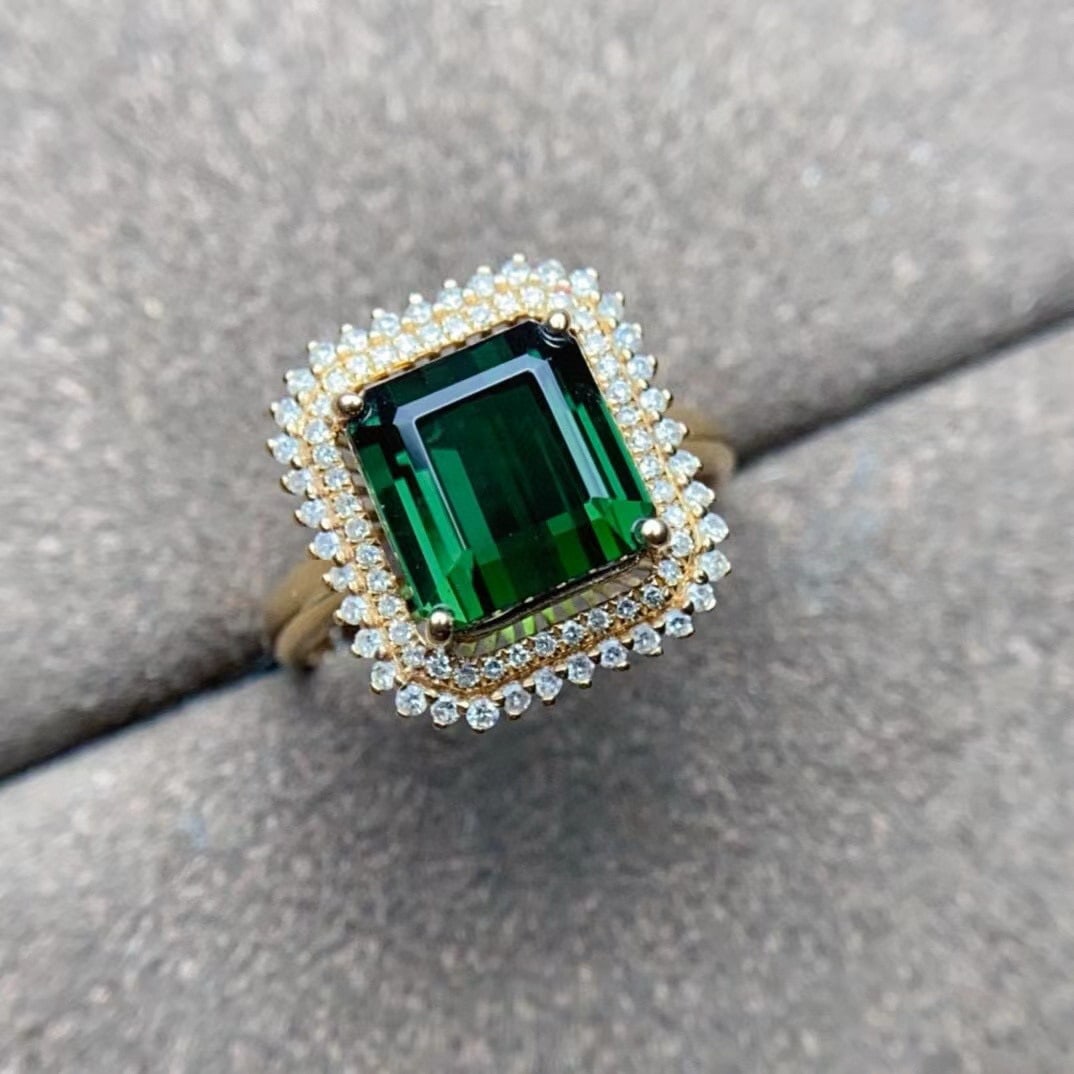 14k Gold 4.51 Ctw Natural Tourmaline & Diamond Ring - 5