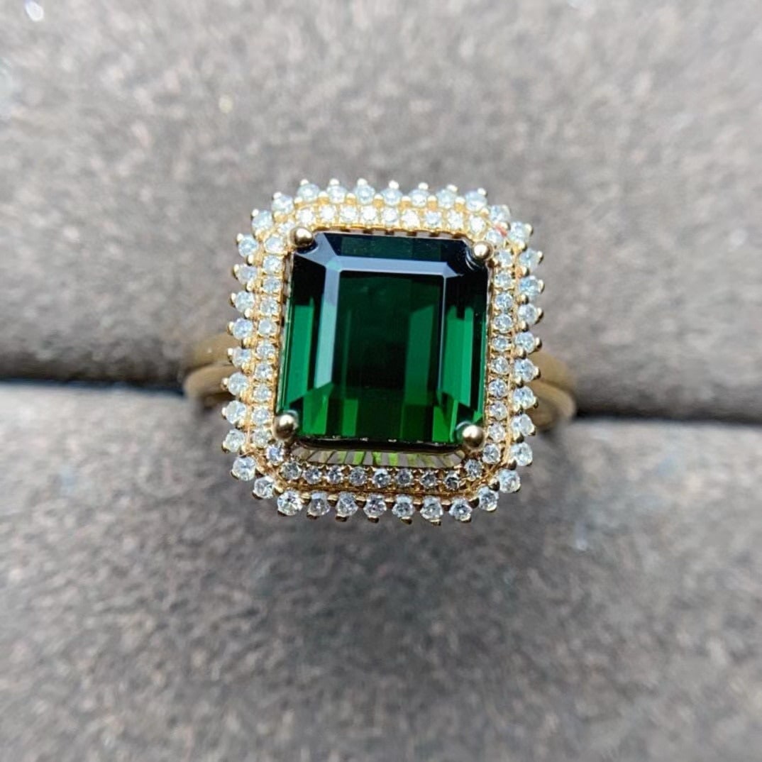14k Gold 4.51 Ctw Natural Tourmaline & Diamond Ring - 6