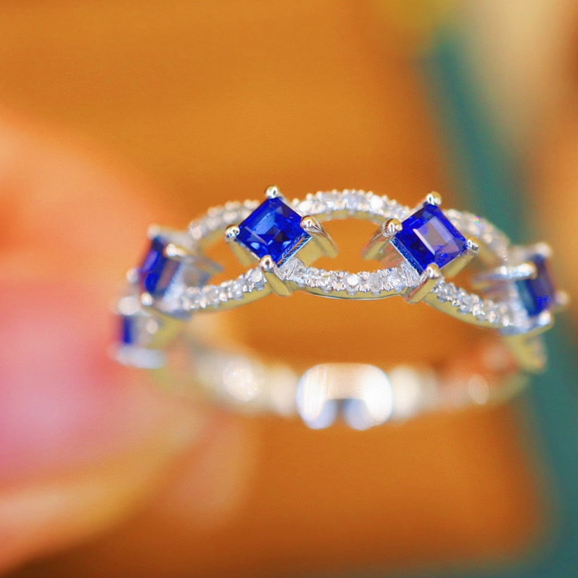 14k Gold 0.91 Ctw Natural Sapphire & Diamond Ring - 2