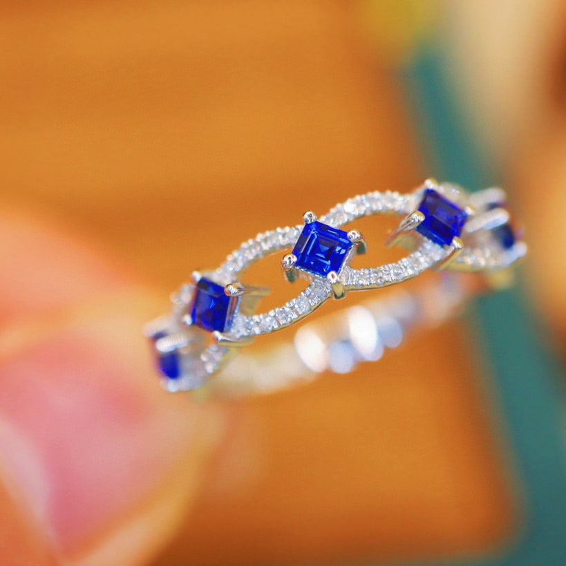 14k Gold 0.91 Ctw Natural Sapphire & Diamond Ring - 3