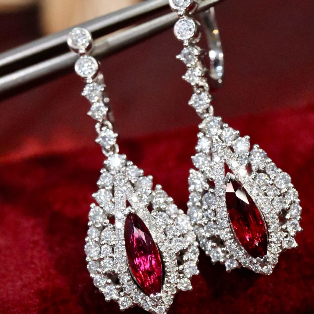 14k Gold 2.28 Ctw Natural Ruby & Diamond Earrings - 2