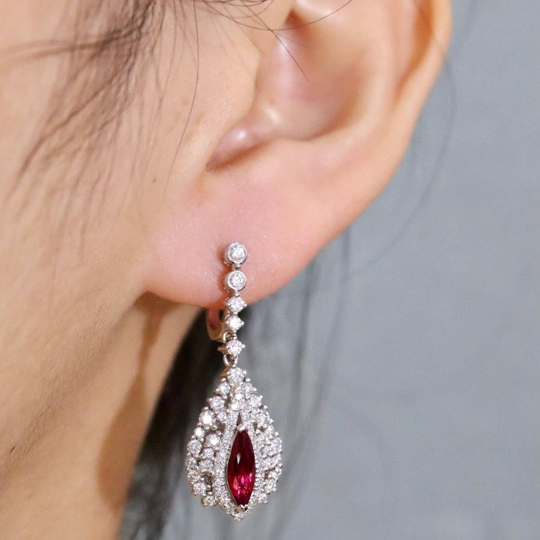 14k Gold 2.28 Ctw Natural Ruby & Diamond Earrings - 4
