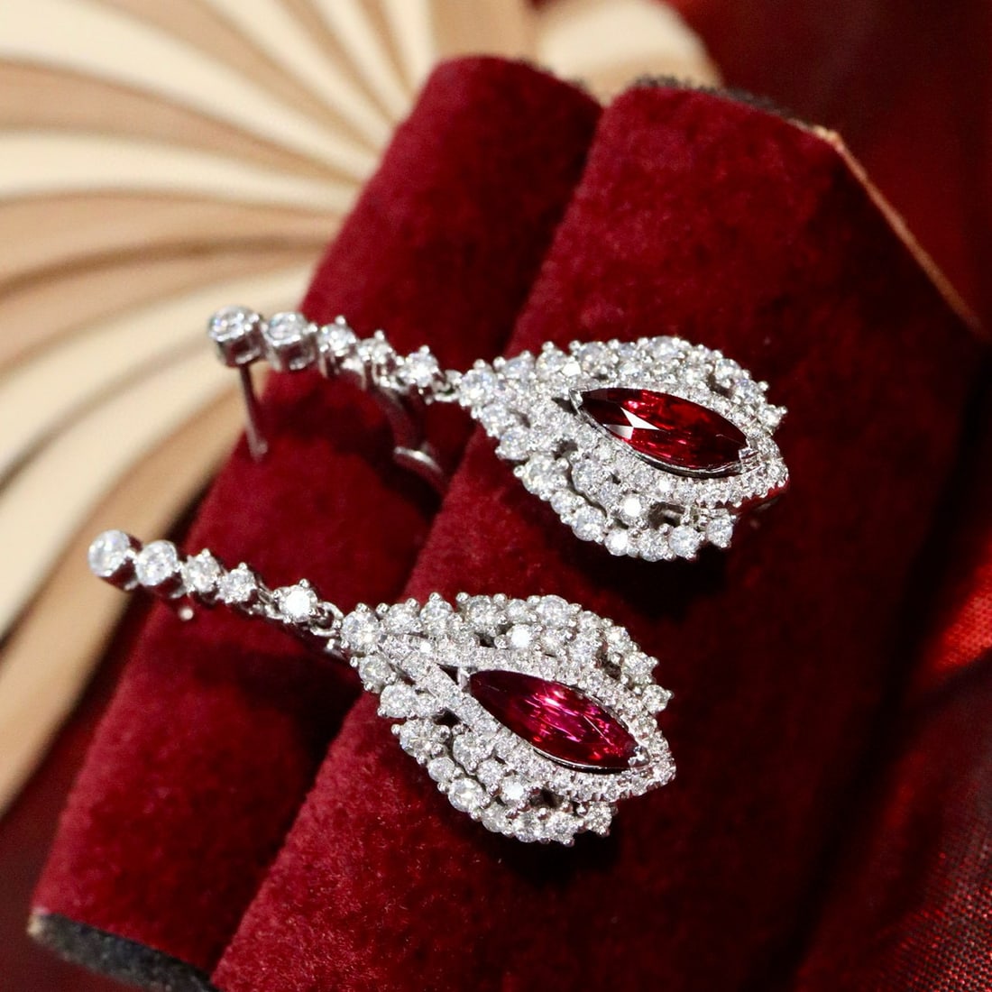 14k Gold 2.28 Ctw Natural Ruby & Diamond Earrings - 5