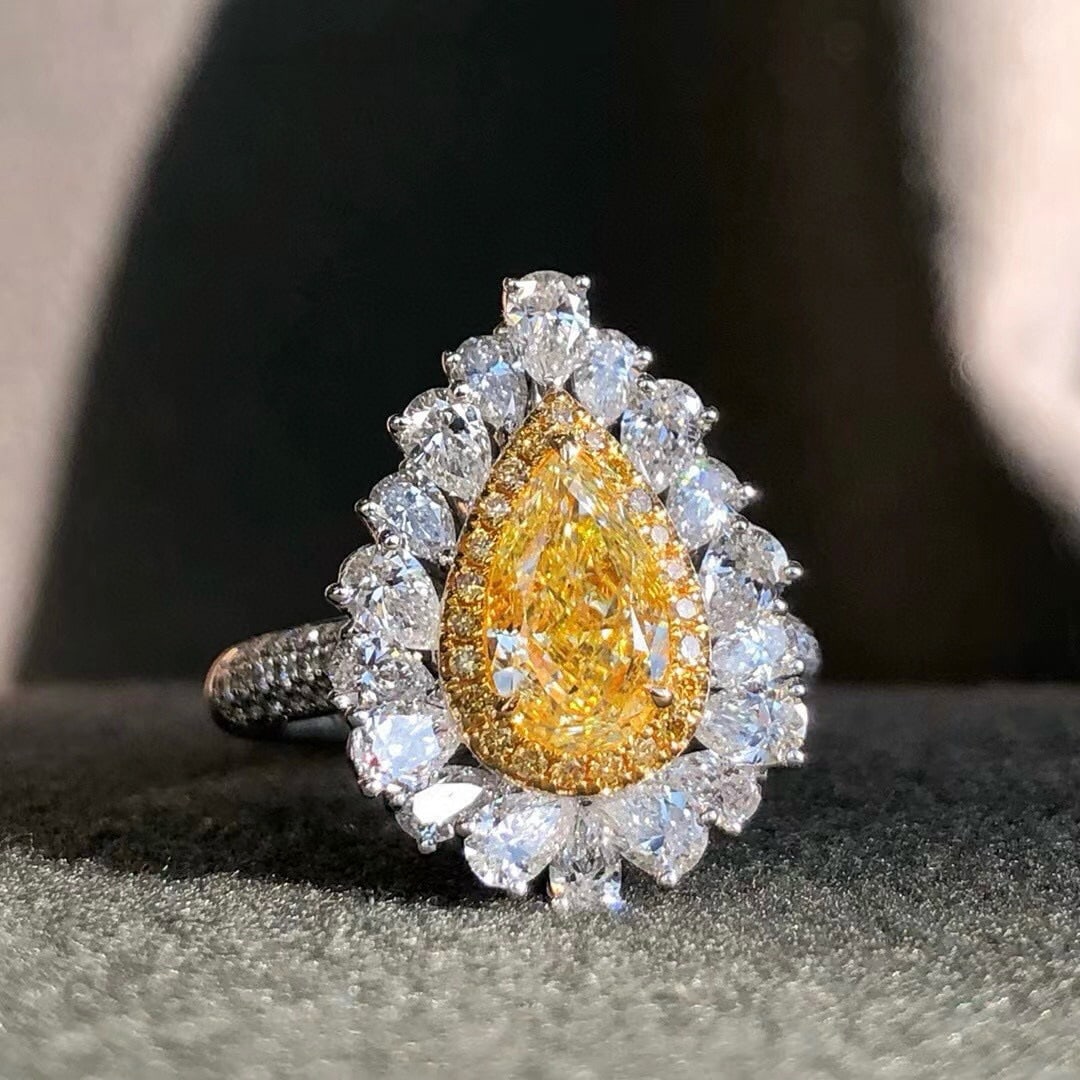 14k Gold 2.63 Ctw Natural Yellow Diamond & Diamond Ring/pendant( Without Chain ) - 6