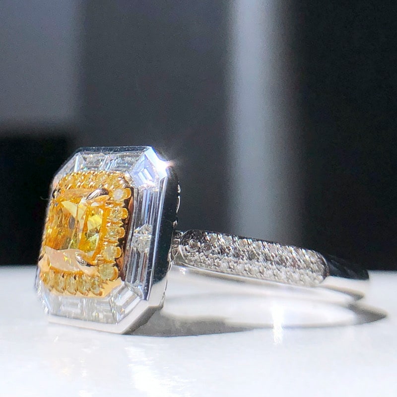 14k Gold 1.98 Ctw Natural Yellow Diamond & Diamond Ring - 2