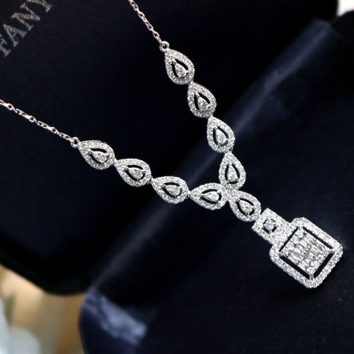 14k Gold 1.15 Ct Natural H Diamond Necklace - 2