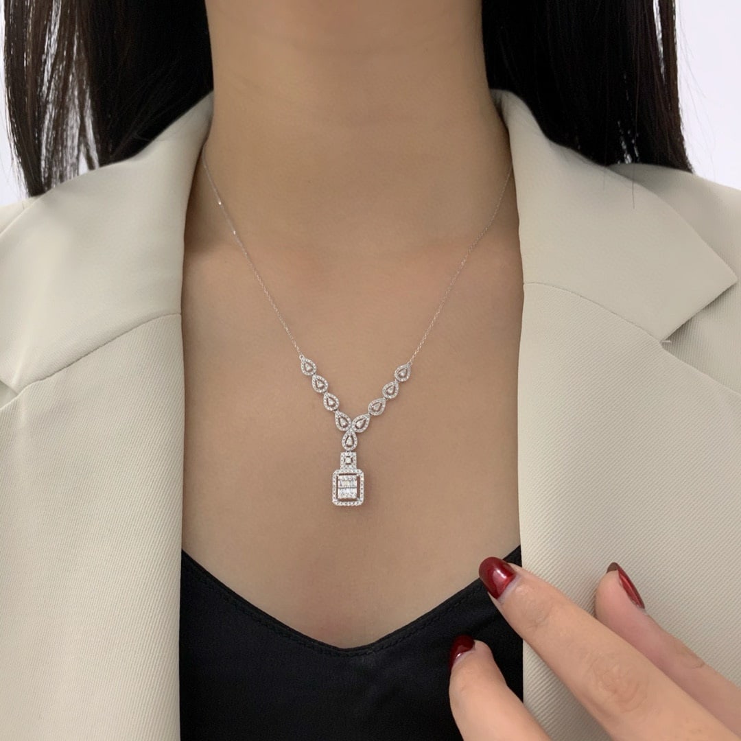 14k Gold 1.15 Ct Natural H Diamond Necklace - 5