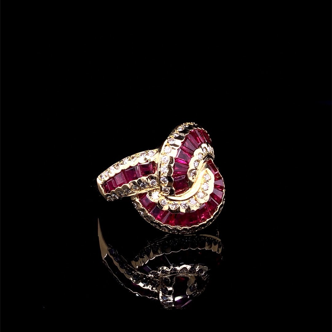 14k Gold 9.65 Ctw Natural Ruby & Diamond Ring - 3