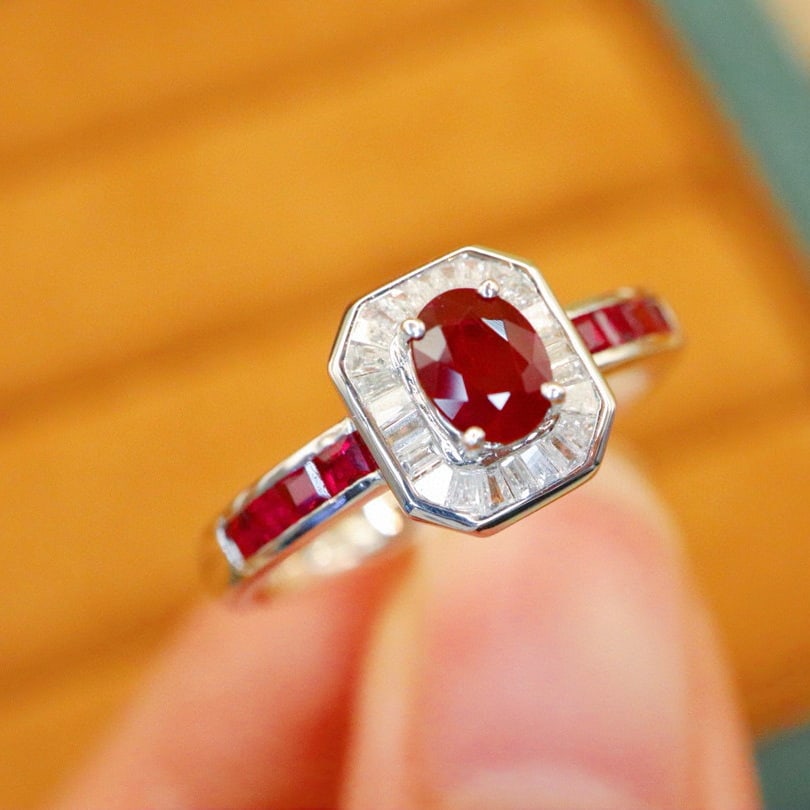 14k Gold 0.89 Ctw Natural Ruby & Ruby Ring - 2