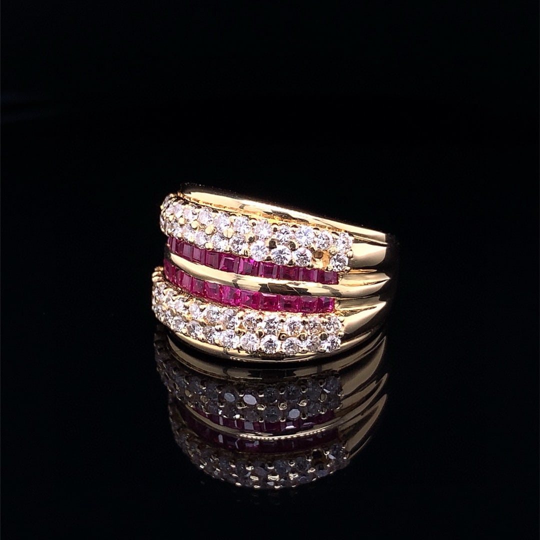 14k Gold 2.28 Ctw Natural Ruby & Diamond Ring - 3