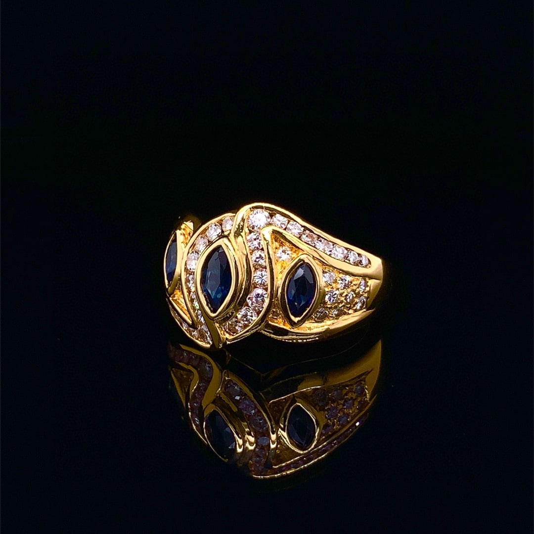 14k Gold 1.48 Ctw Natural Sapphire & Diamond Ring - 2
