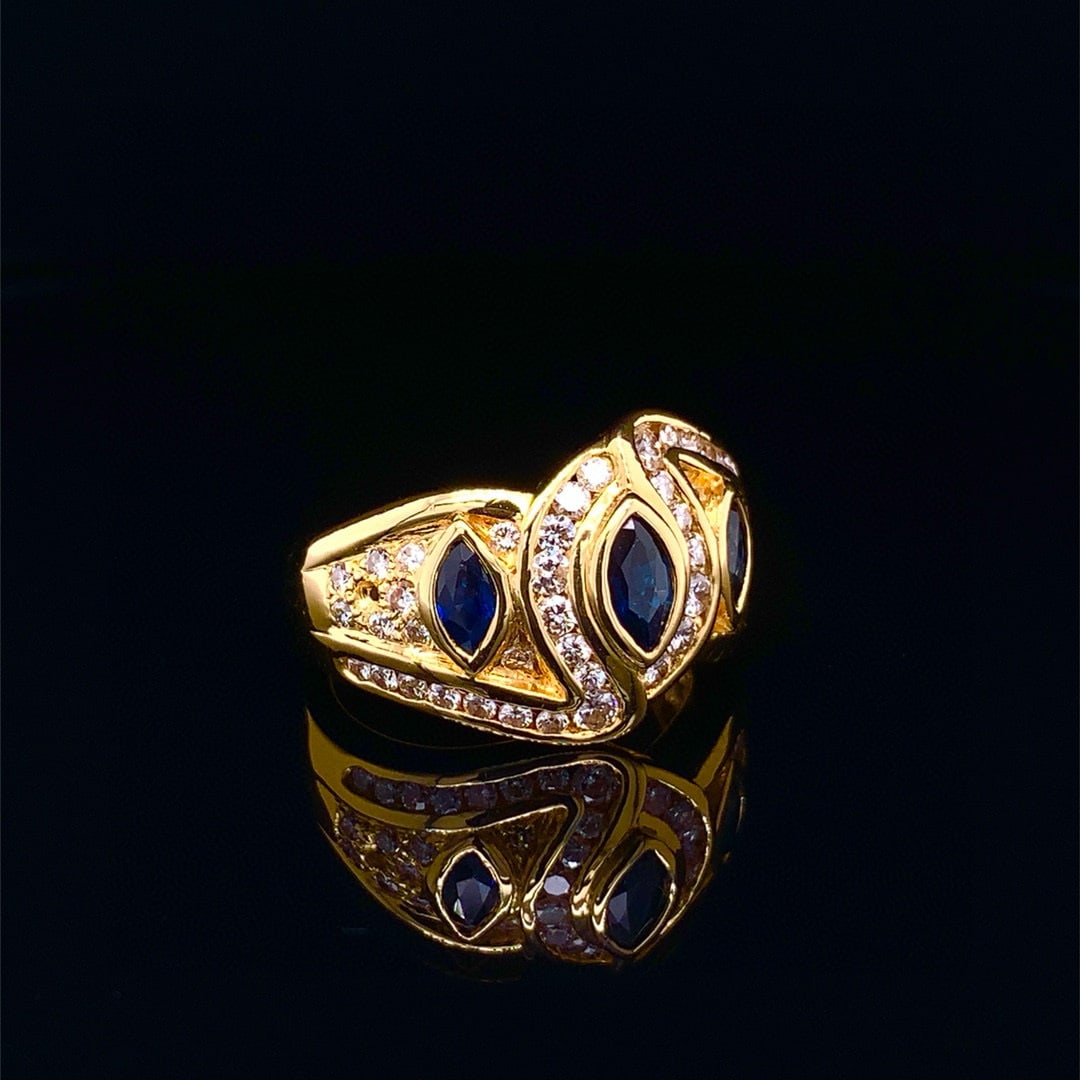 14k Gold 1.48 Ctw Natural Sapphire & Diamond Ring - 3