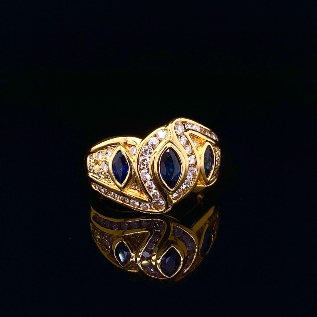 14k Gold 1.48 Ctw Natural Sapphire & Diamond Ring - 4