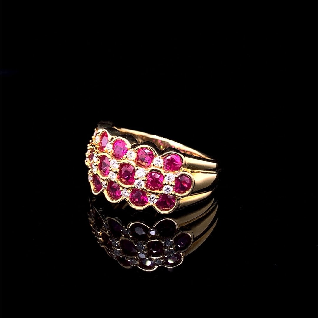 14k Gold 2.76 Ctw Natural Ruby & Diamond Ring - 2
