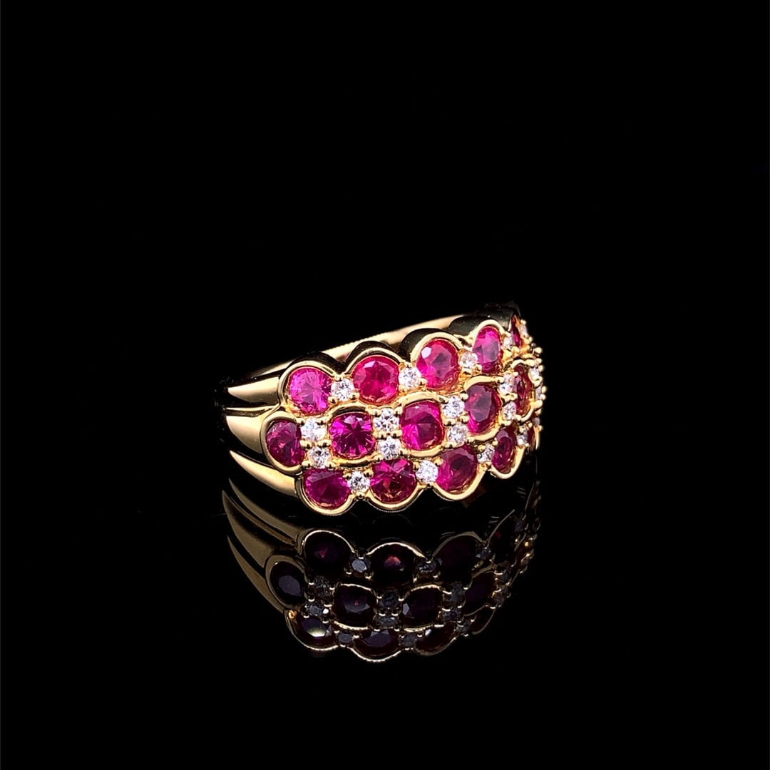 14k Gold 2.76 Ctw Natural Ruby & Diamond Ring - 3