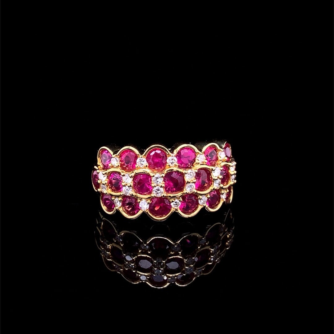 14k Gold 2.76 Ctw Natural Ruby & Diamond Ring - 4