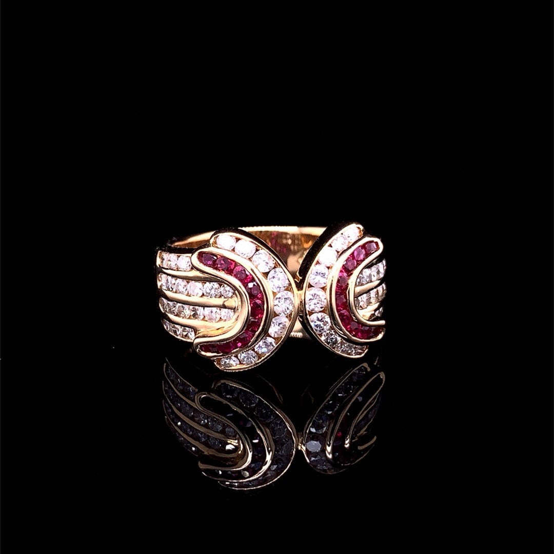 14k Gold 1.41 Ctw Natural Ruby & Diamond Ring - 2