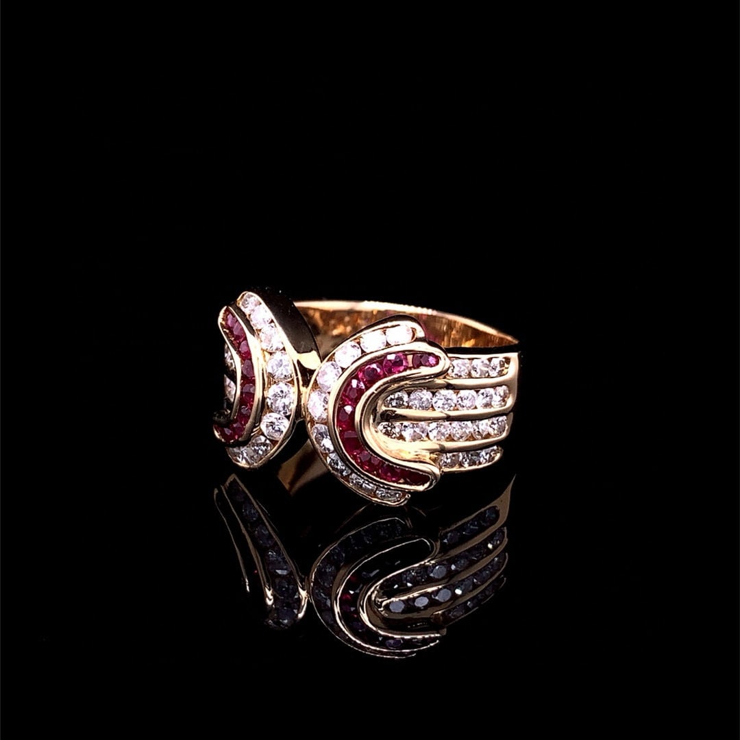 14k Gold 1.41 Ctw Natural Ruby & Diamond Ring - 3