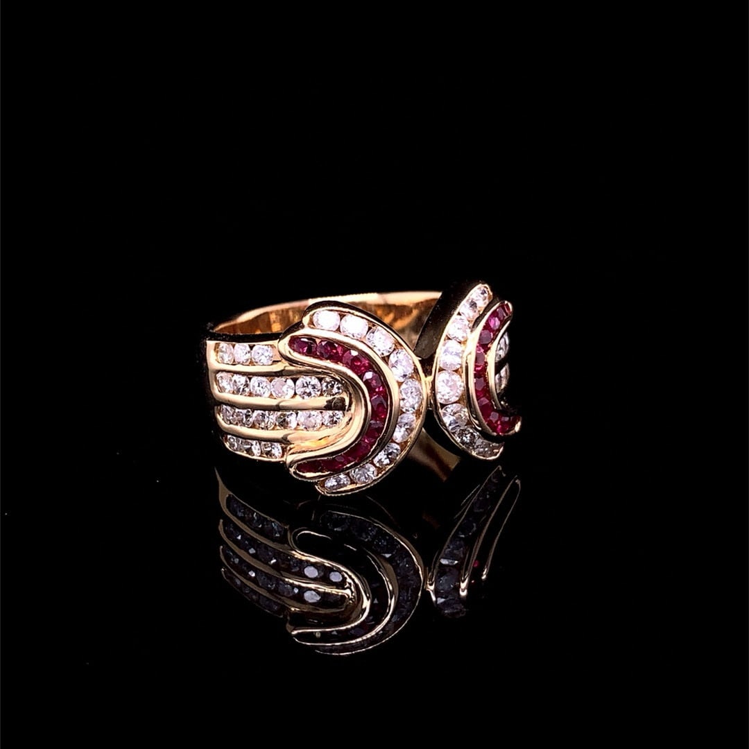 14k Gold 1.41 Ctw Natural Ruby & Diamond Ring - 4
