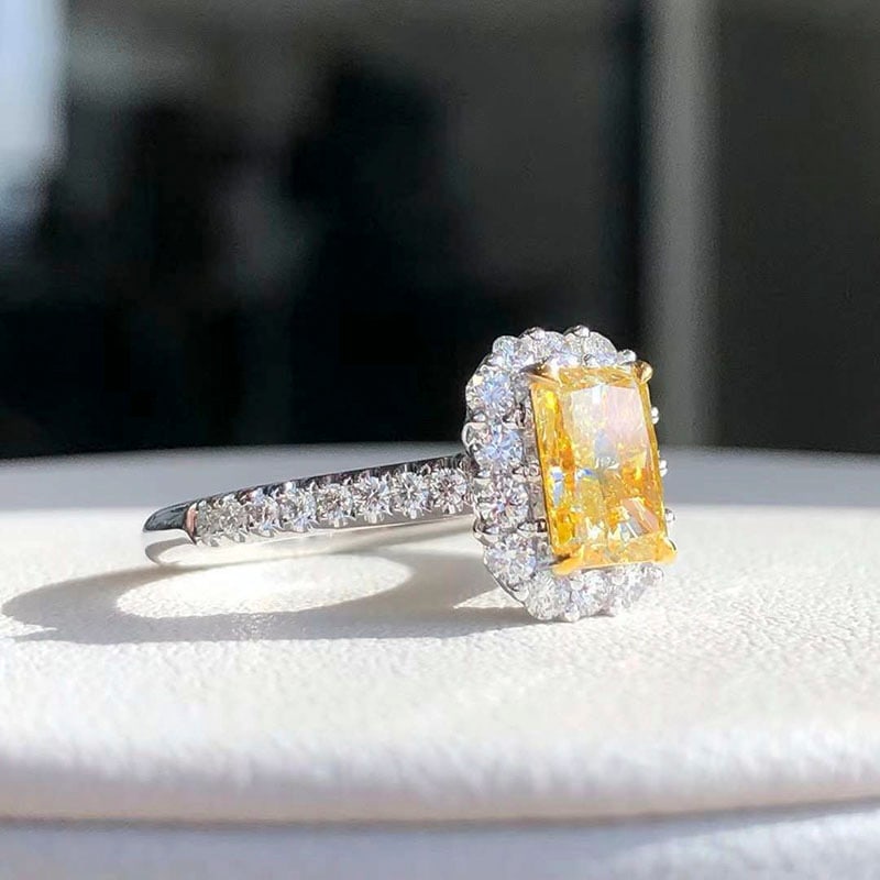 14k Gold 1.43 Ctw Natural Yellow Diamond & Diamond Ring - 2