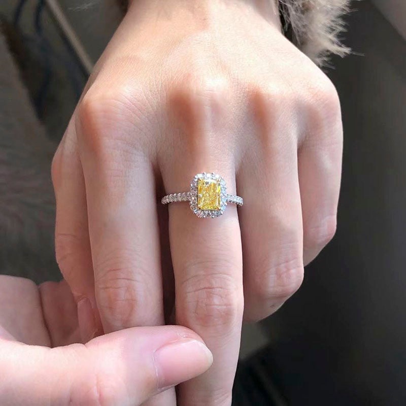 14k Gold 1.43 Ctw Natural Yellow Diamond & Diamond Ring - 3